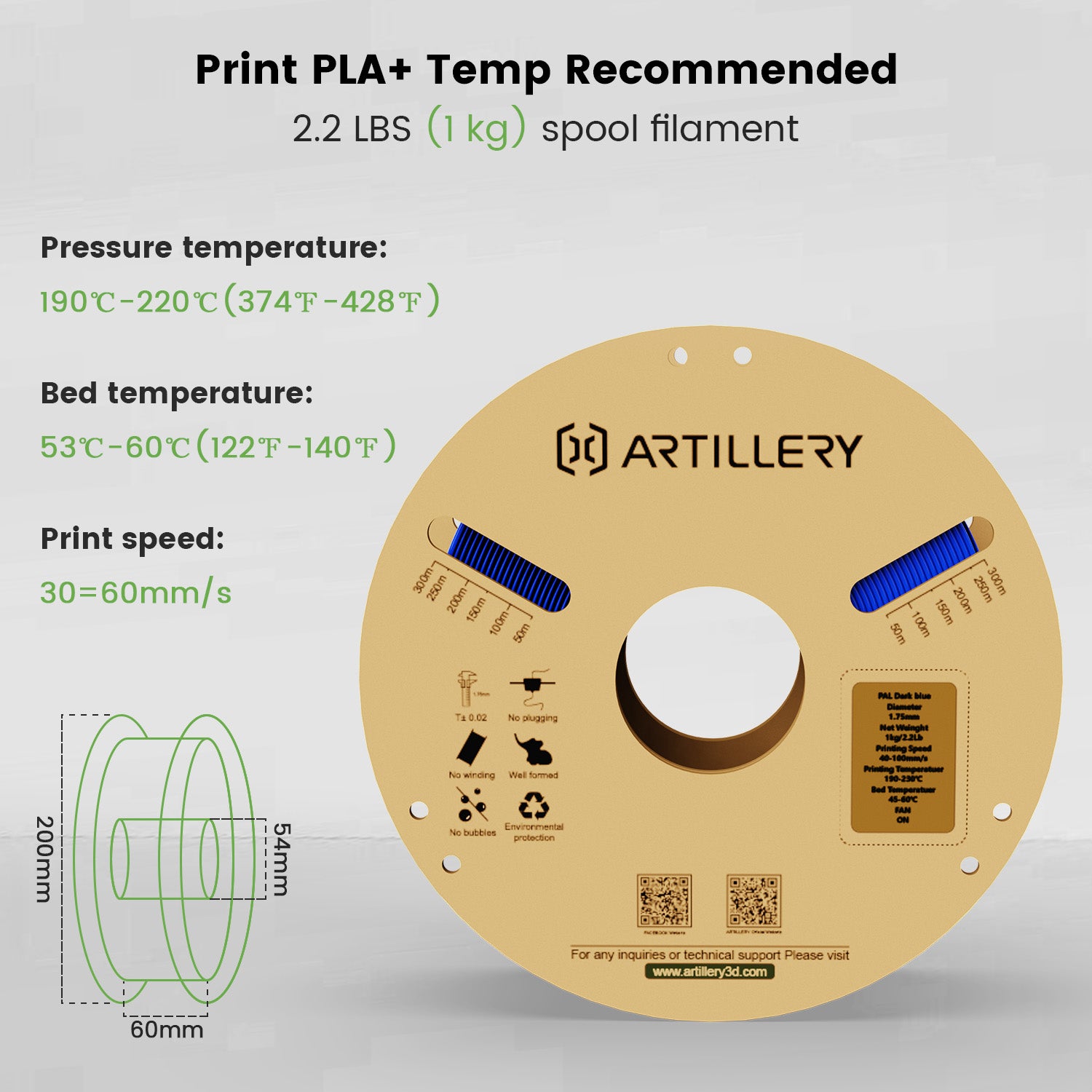 Filamento de impresora 3D PLA 1.75mm 2KG